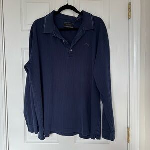 Men's Greg Norman Navy Blue Long Sleeve Golf Polo Size Extra Large